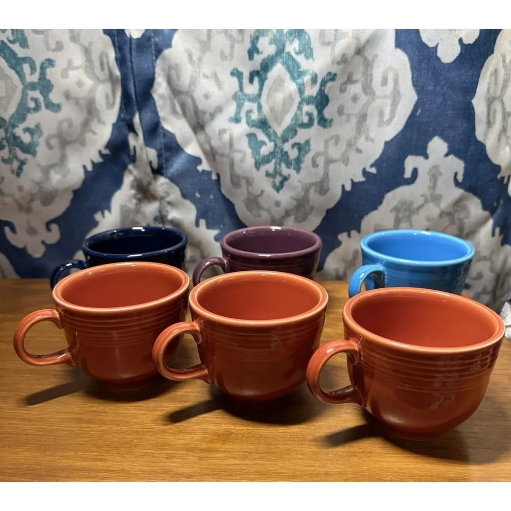 Vintage‎ Fiestawear: 6  Tea Cups Blue, Purple, Orange